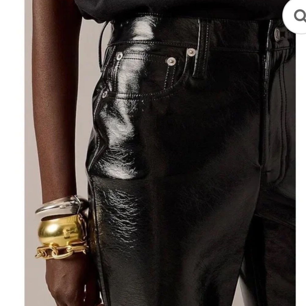 J.Crew Collection Faux Leather Pants High Rise Demi Boot Crop Black Size 28 NWT - Picture 9 of 10